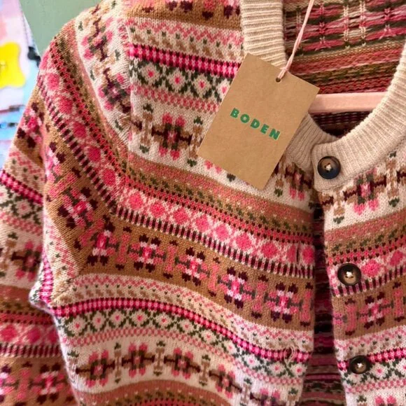 Pink and white Boden knitted cardigan xs with tags orig $230 - Picture 4 of 5